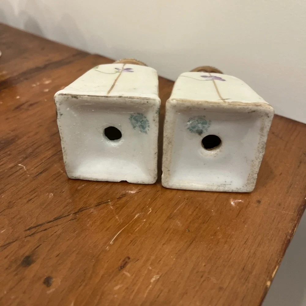 Vintage Hand Painted Nippon Salt and Pepper Shakers Floral Violet Pattern